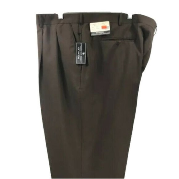 Bocaccio UOMO Men's Brown Dress Pants Pleated - Picture 2 of 4